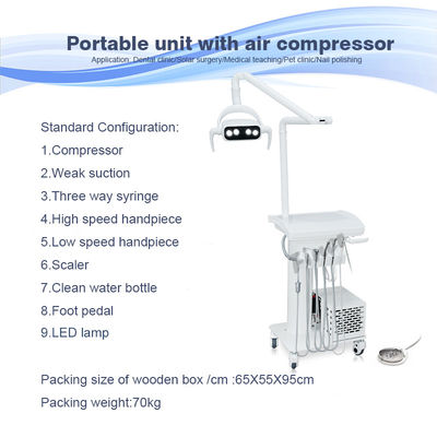 Dental Tray LED Lamp Operate Portable Dental Unit met luchtcompressor