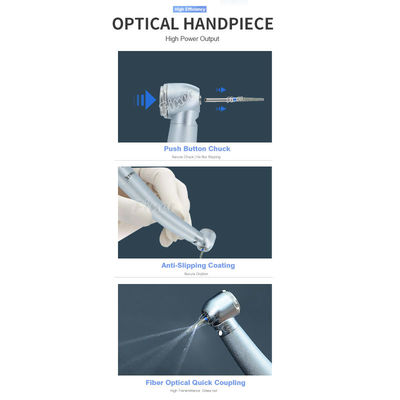 Drukknop tandheelkundige turbine handstuk Glasvezel bron hoge snelheid 350000rpm