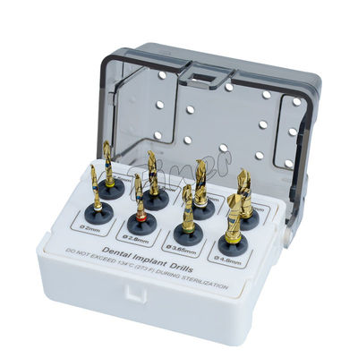 Dental Drill Kit 8 Stuks Implantat Chirurgische boor Goud Implantat gereedschappen